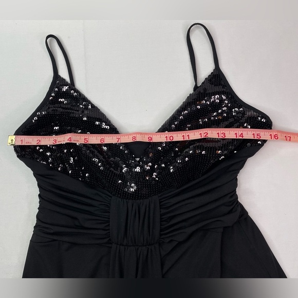 Donna Morgan Formal Black Sequin Dress Midi Length Size 10 - Picture 7 of 8